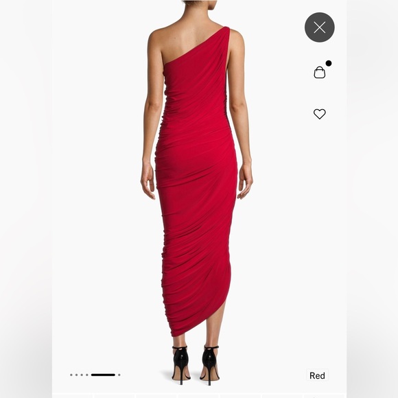 Norma Kamali Diana Ruched One-Shoulder Gown in red - Picture 3 of 3